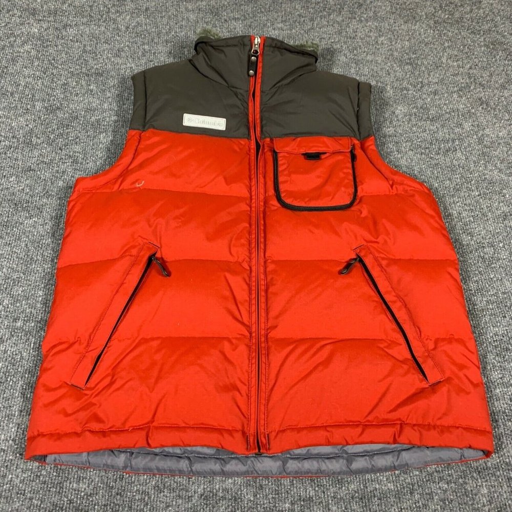 Columbia Vest Youth Large L 14 16 XCO Explorer Puffy Outdoors Hiking Red Skiing